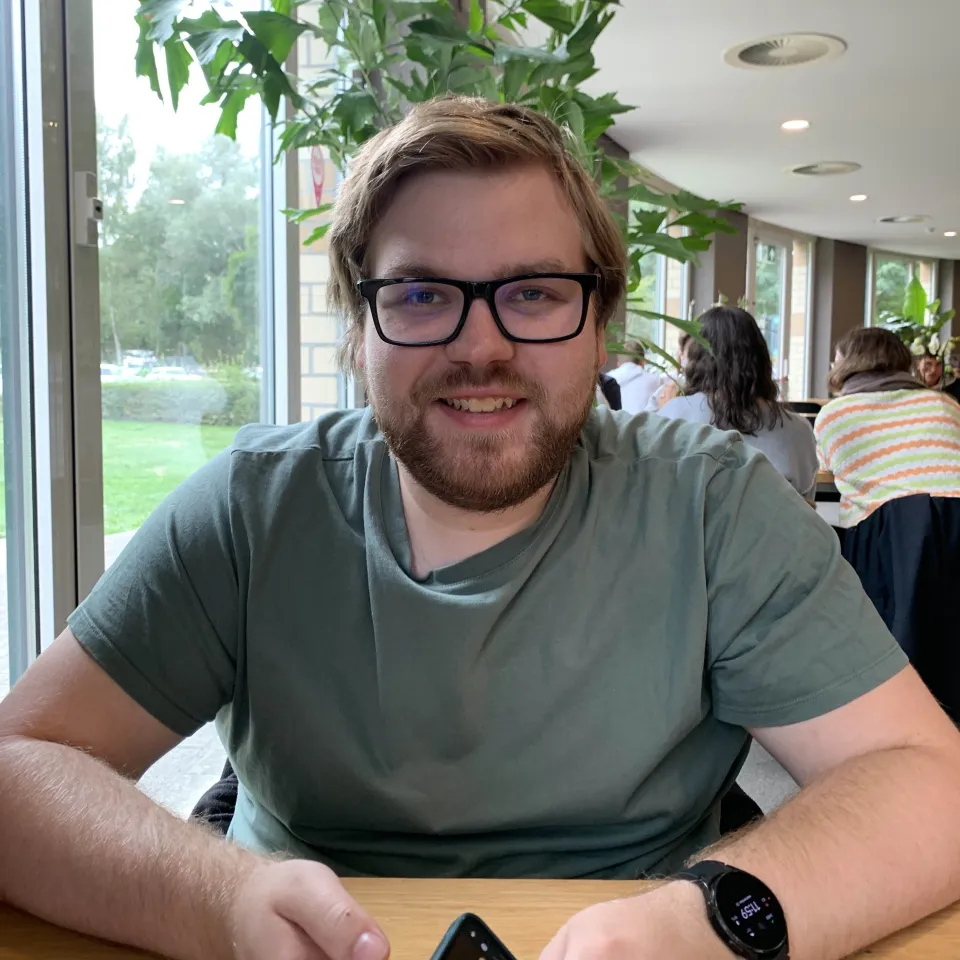 Myself laughing when I found out a friend unexpectedly took a picture of me